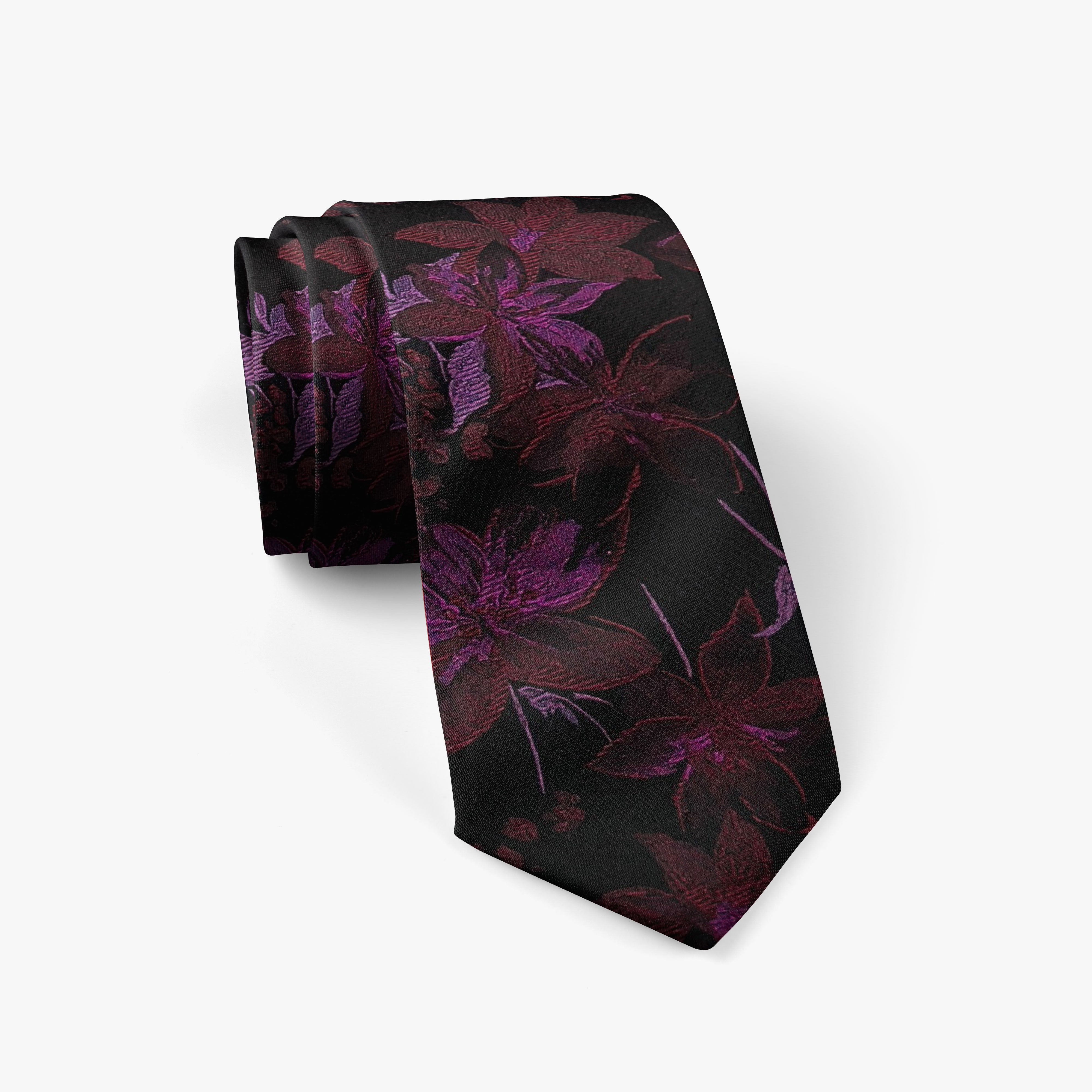 Plum Floral Silk Necktie