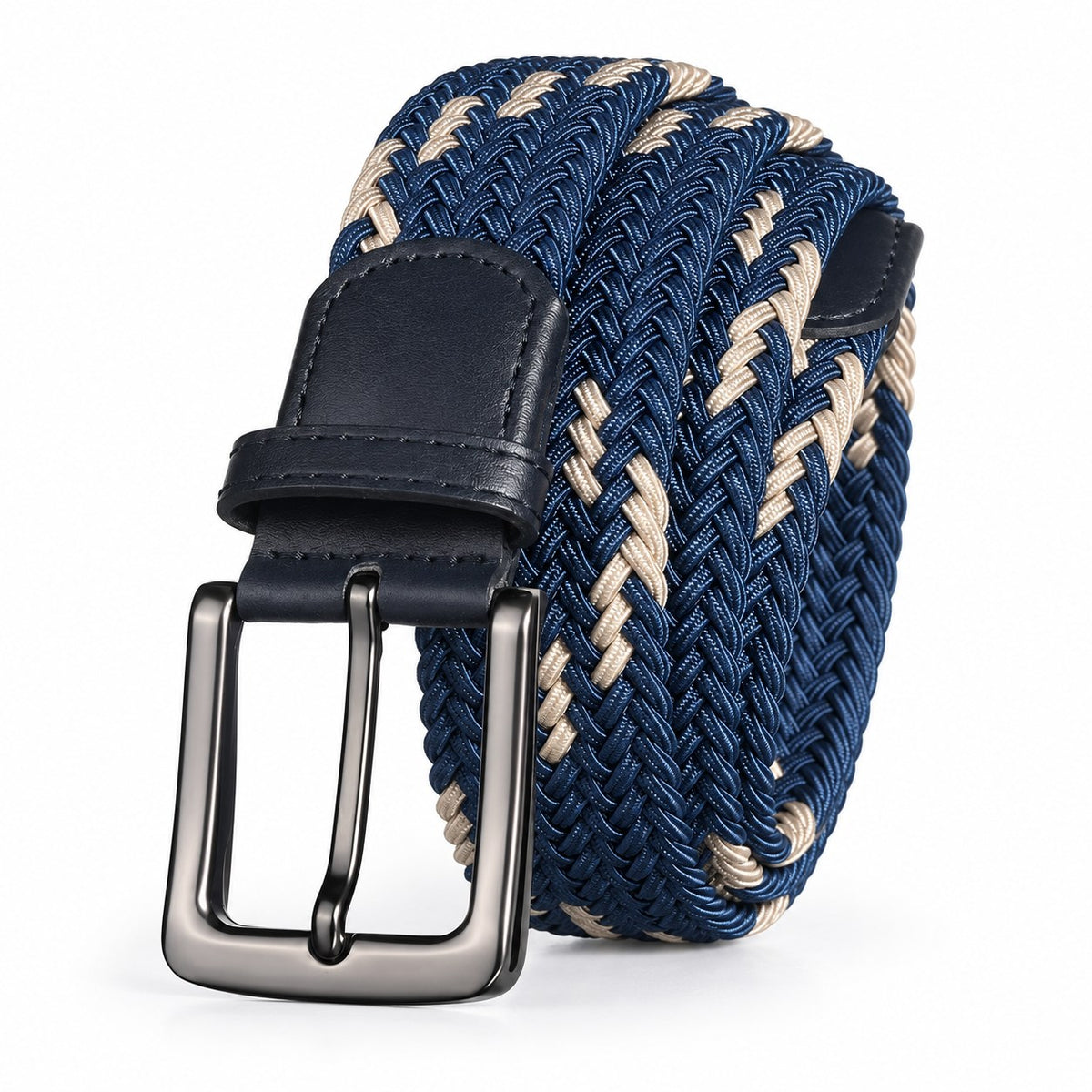 Blue & Sand Braided Stretch Belt