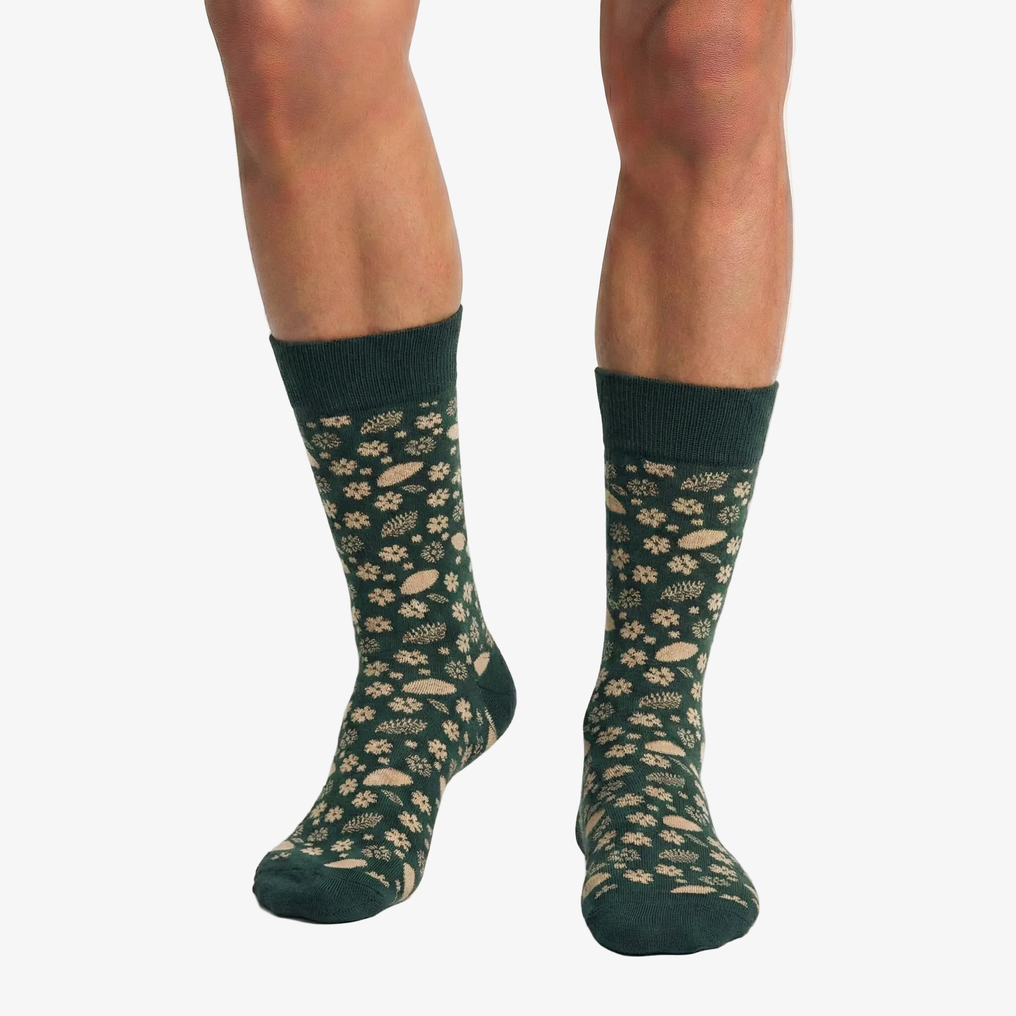 Men's Forest Green Floral Socks