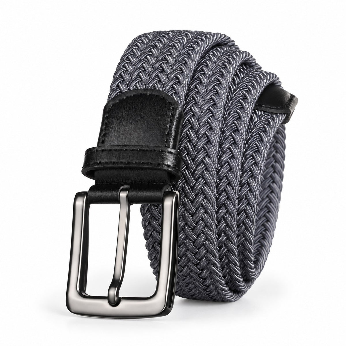 Grey Braided Stretch Belt