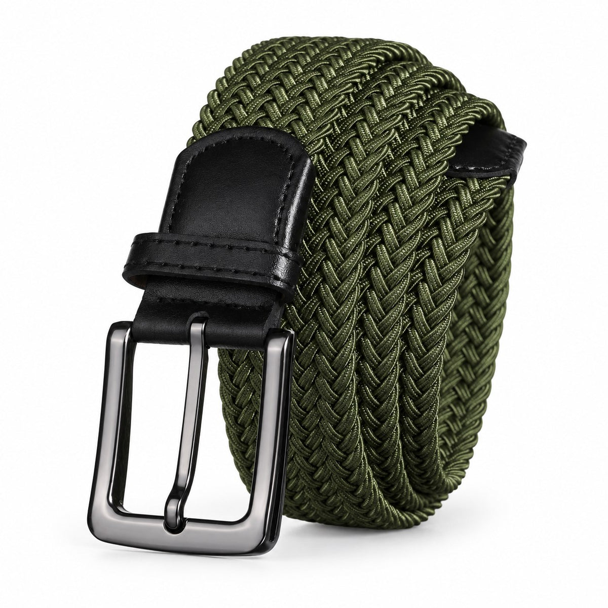 Olive Green Braided Stretch Belt