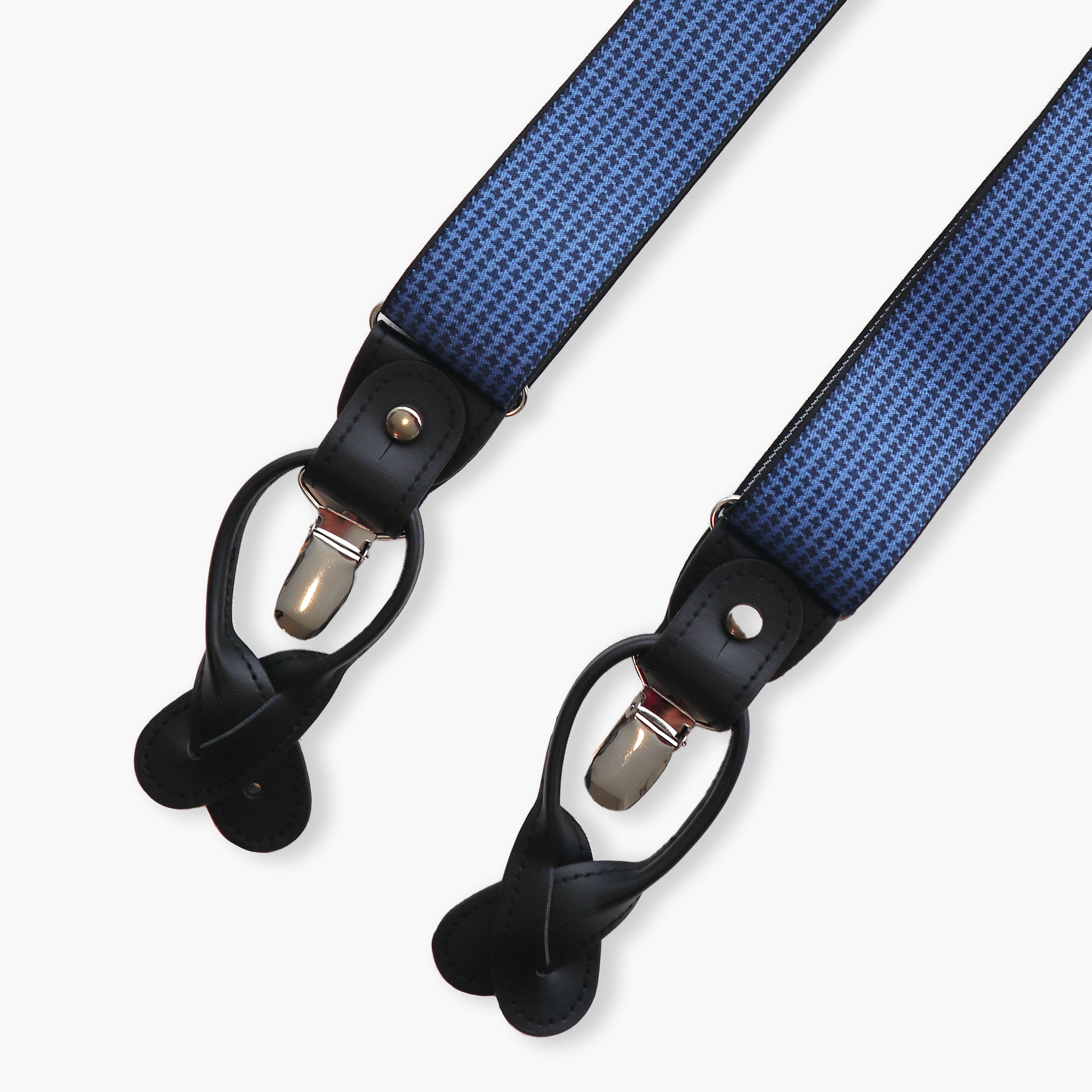 Blue Houndstooth Suspenders