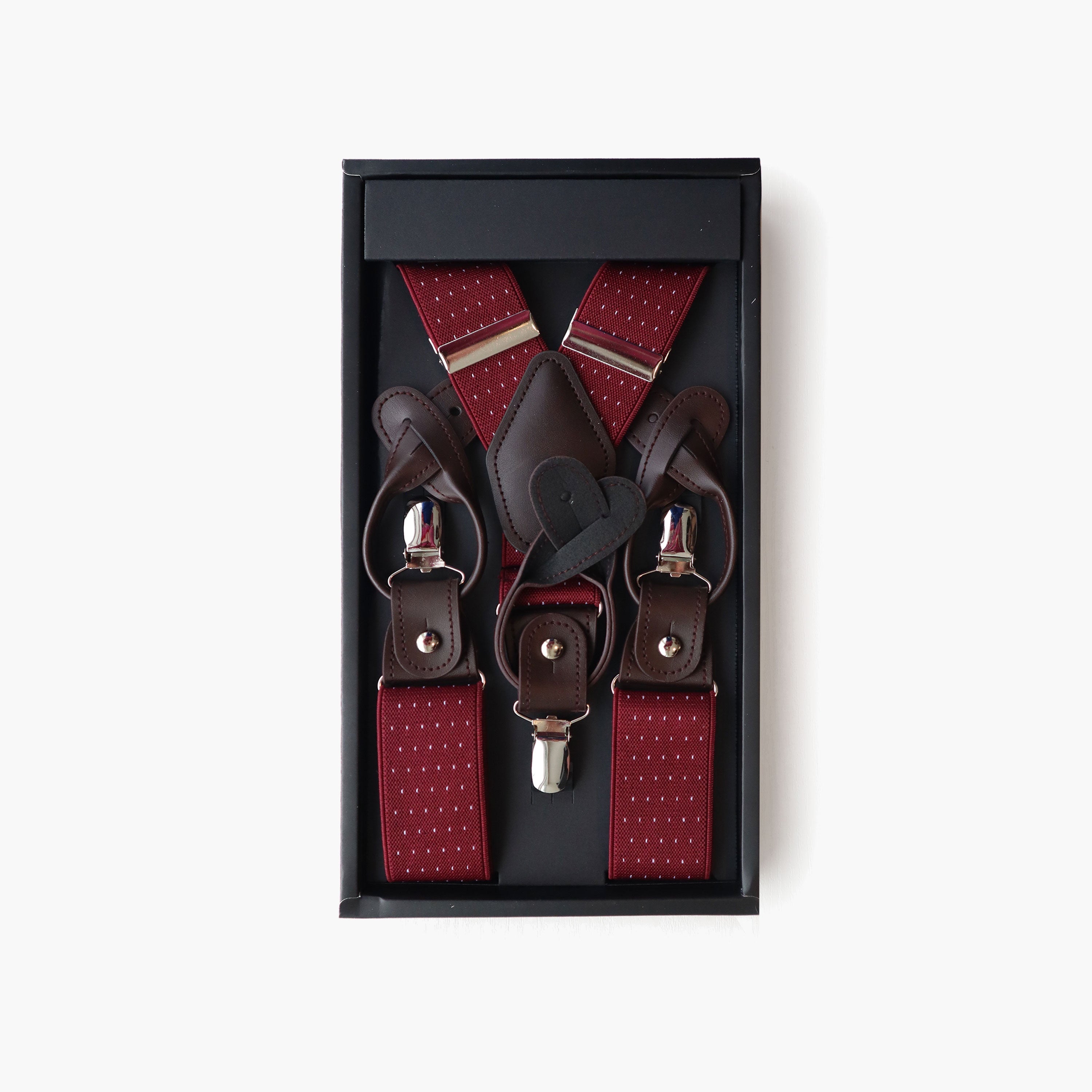 Burgundy Dotted Suspenders