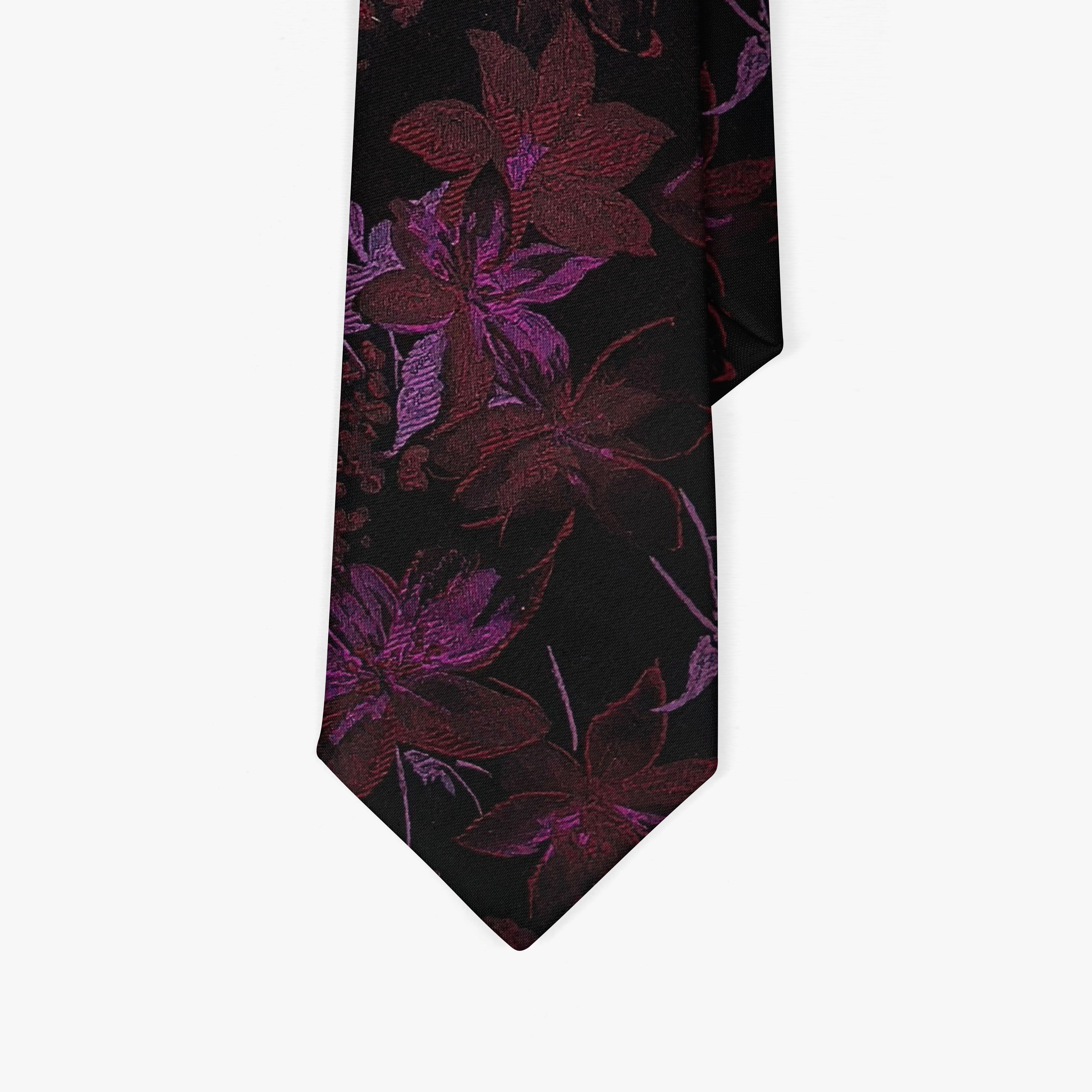 Plum Floral Silk Necktie