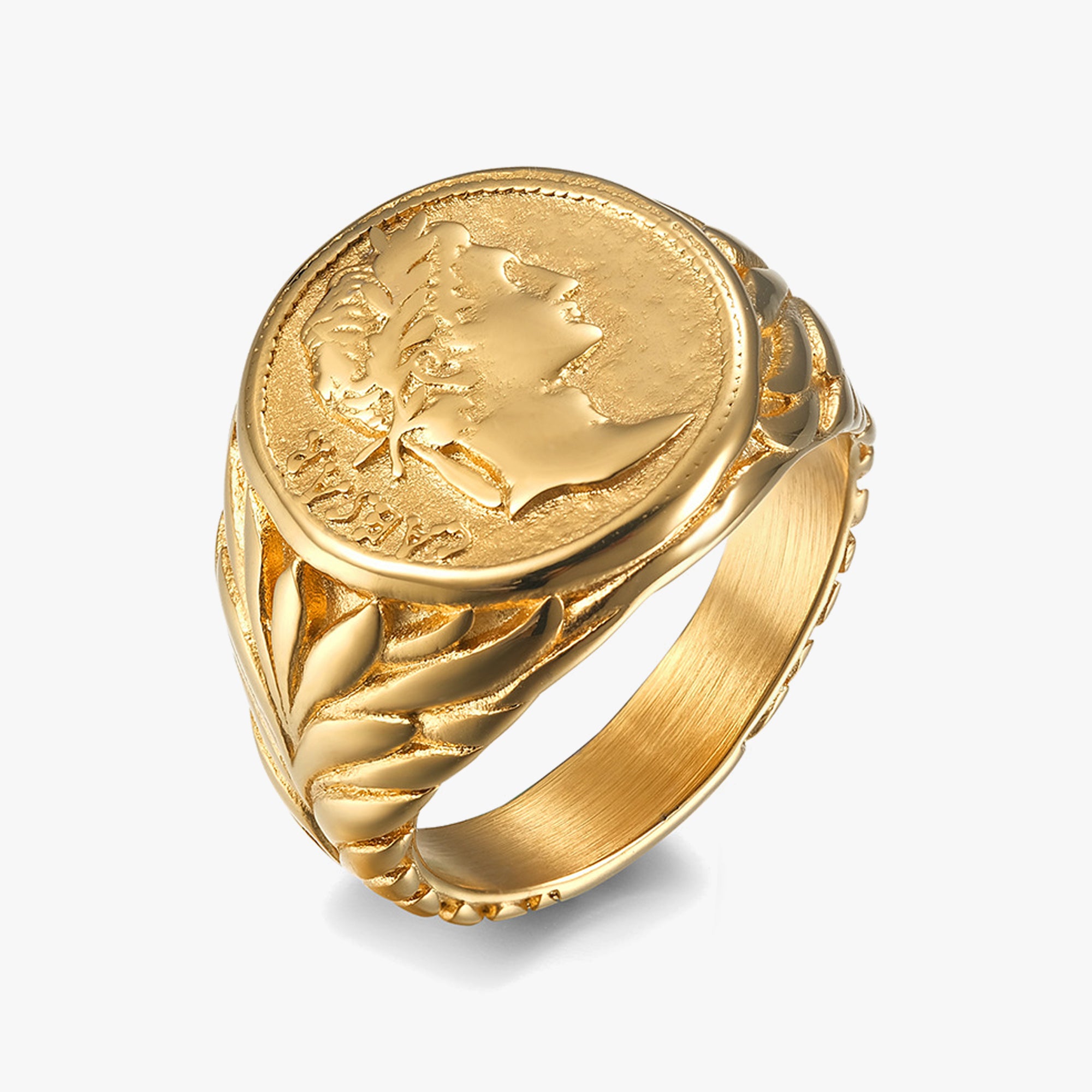 Golden Roman Coin Ring