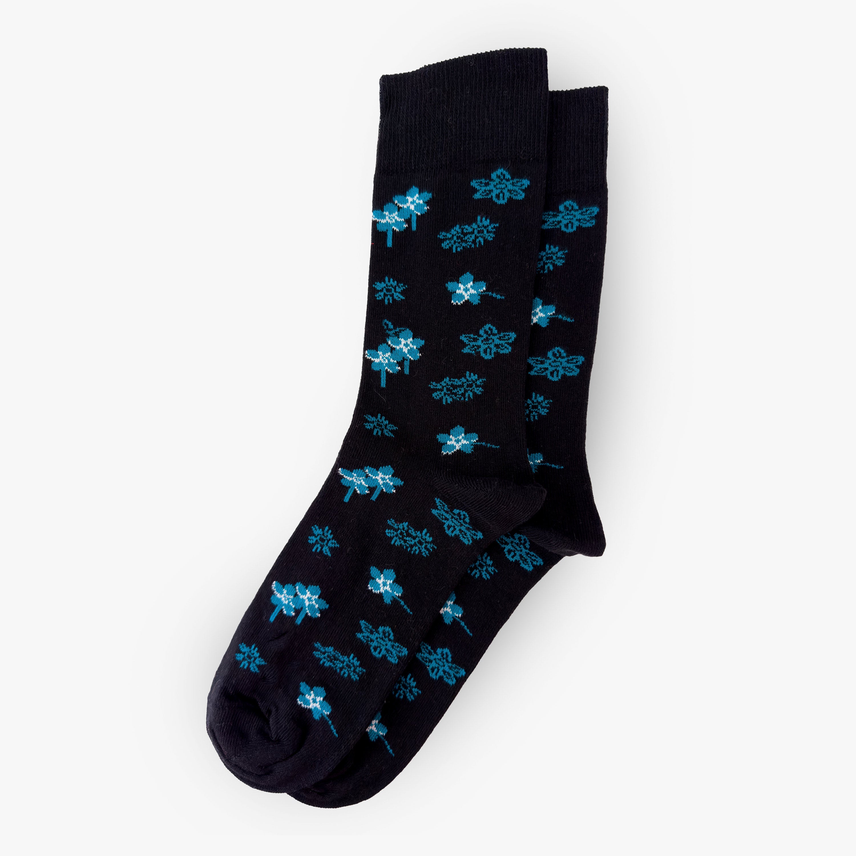 Men's Black & Blue Floral Socks