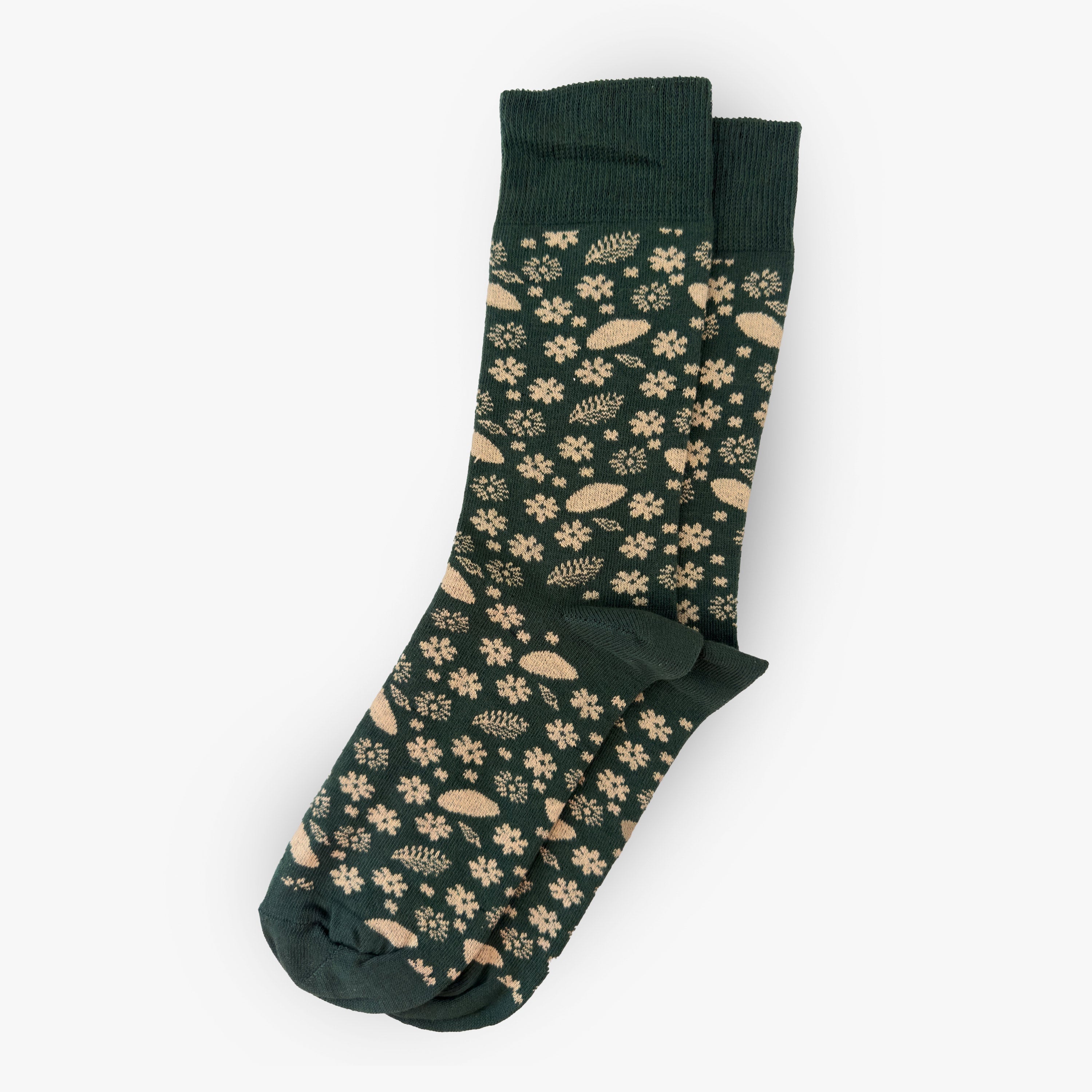 Men's Forest Green Floral Socks