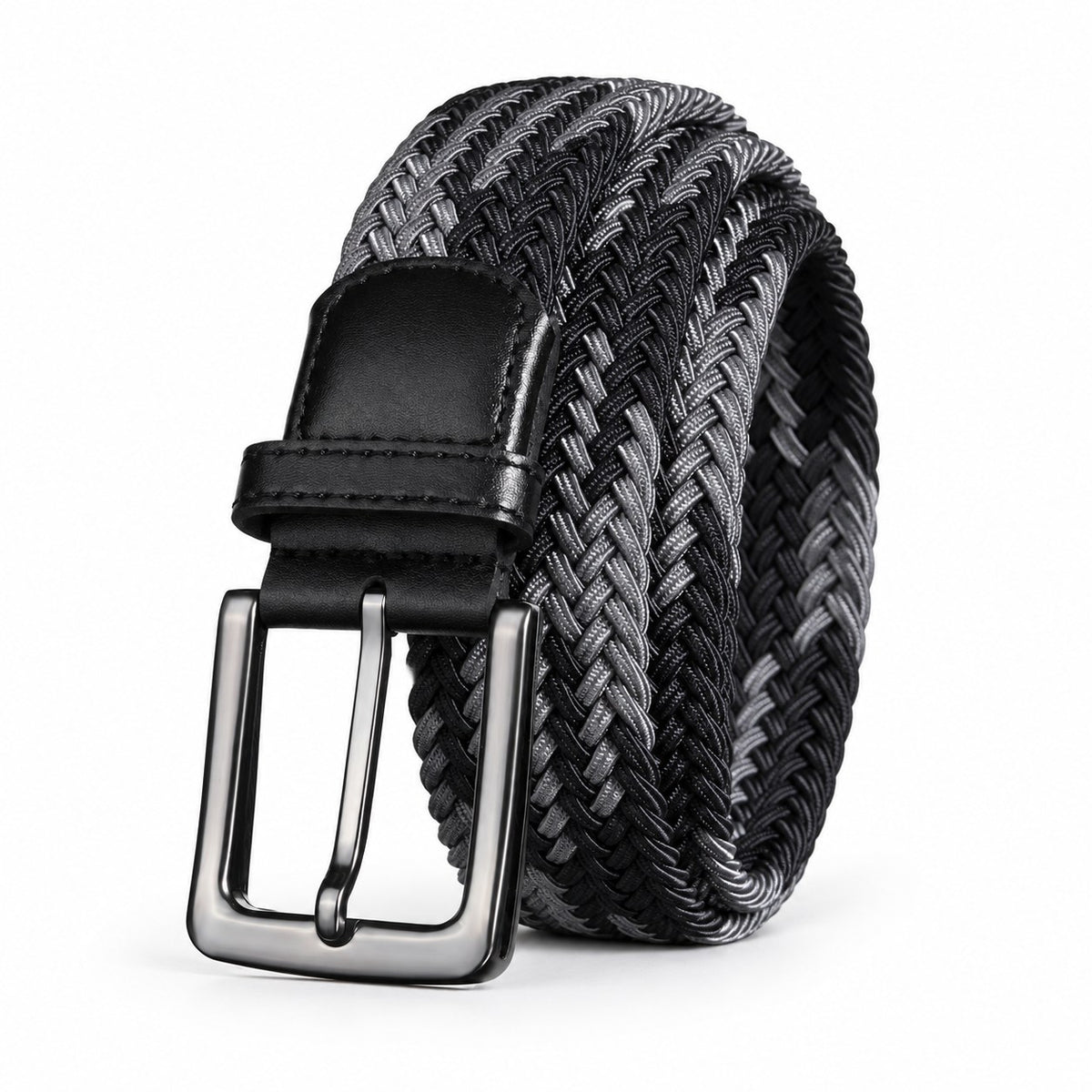 Black & Grey Braided Stretch Belt