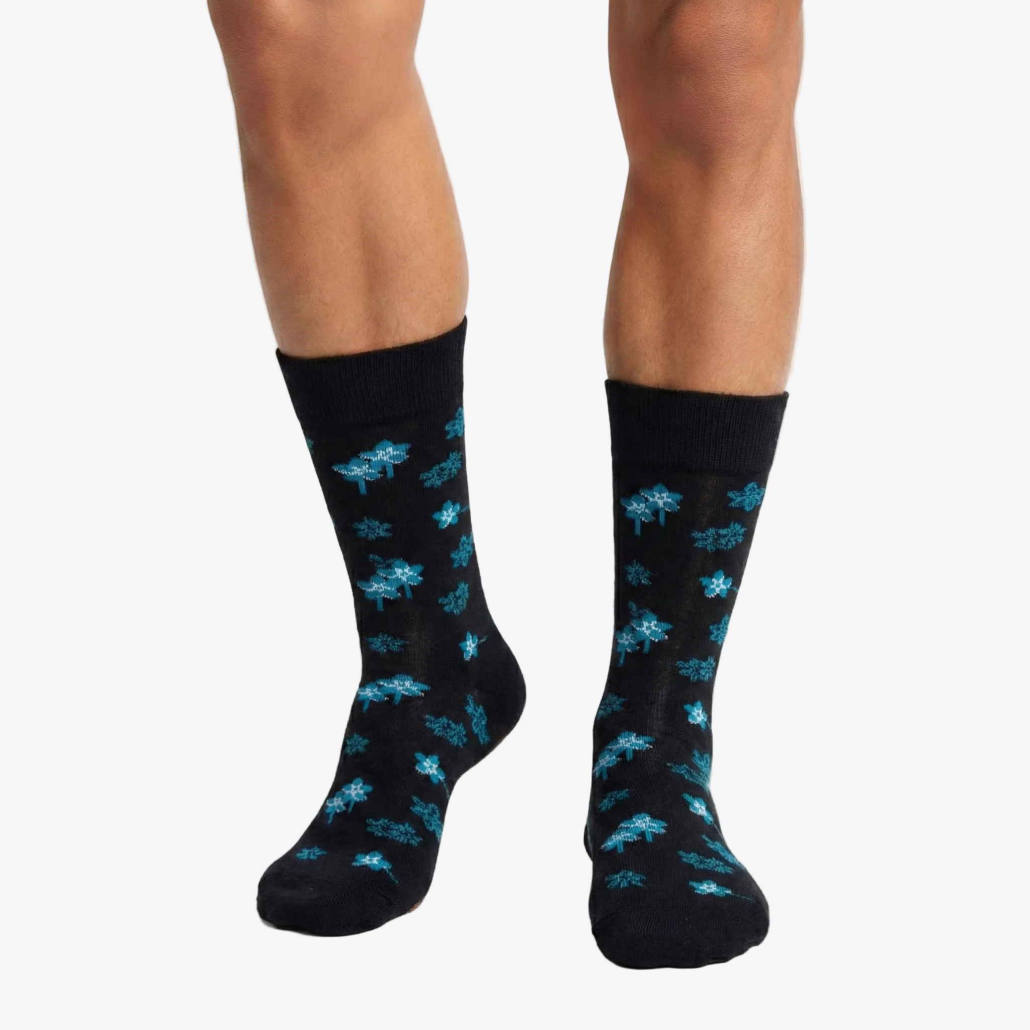 Men's Black & Blue Floral Socks