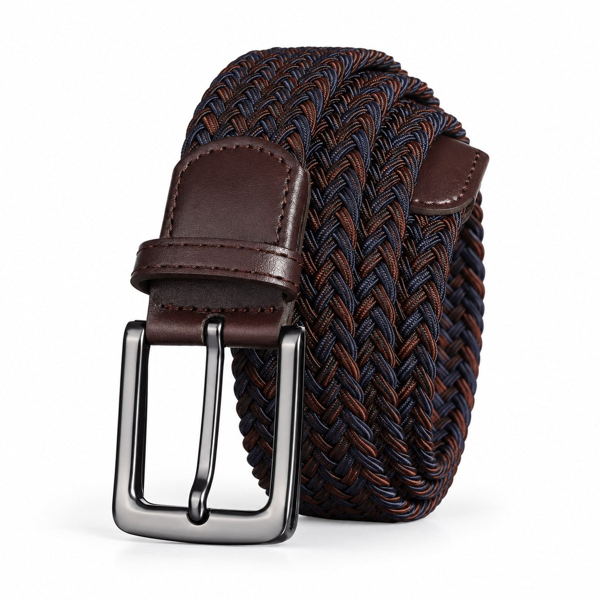 Navy & Brown Braided Stretch Belt