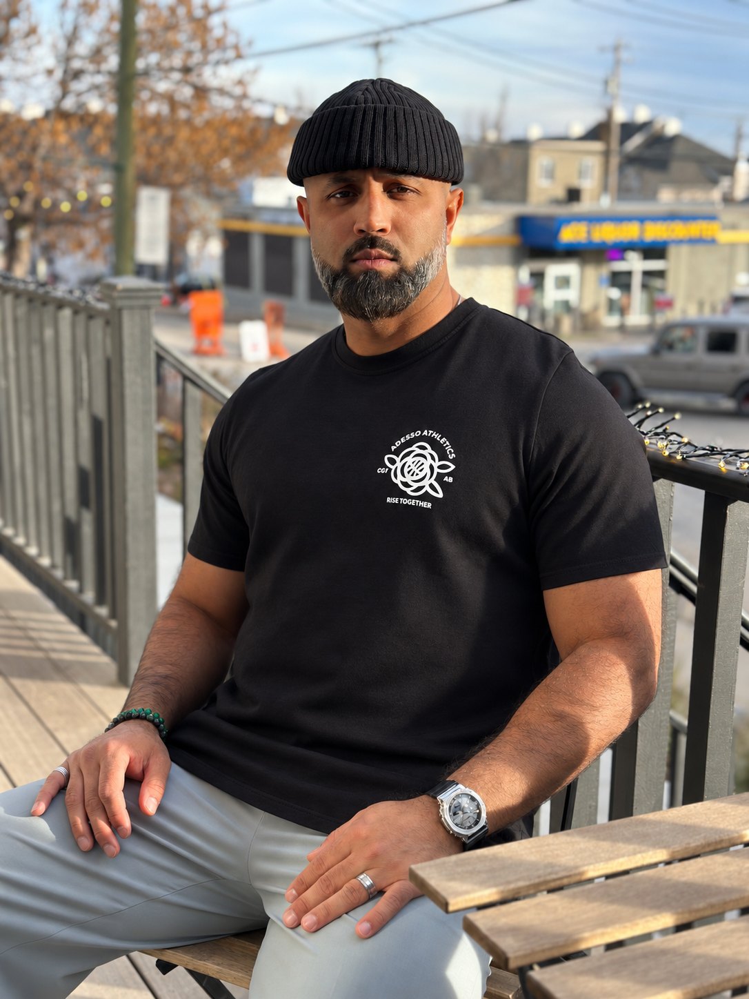Rise Together Calgary Tee – Black – worn
