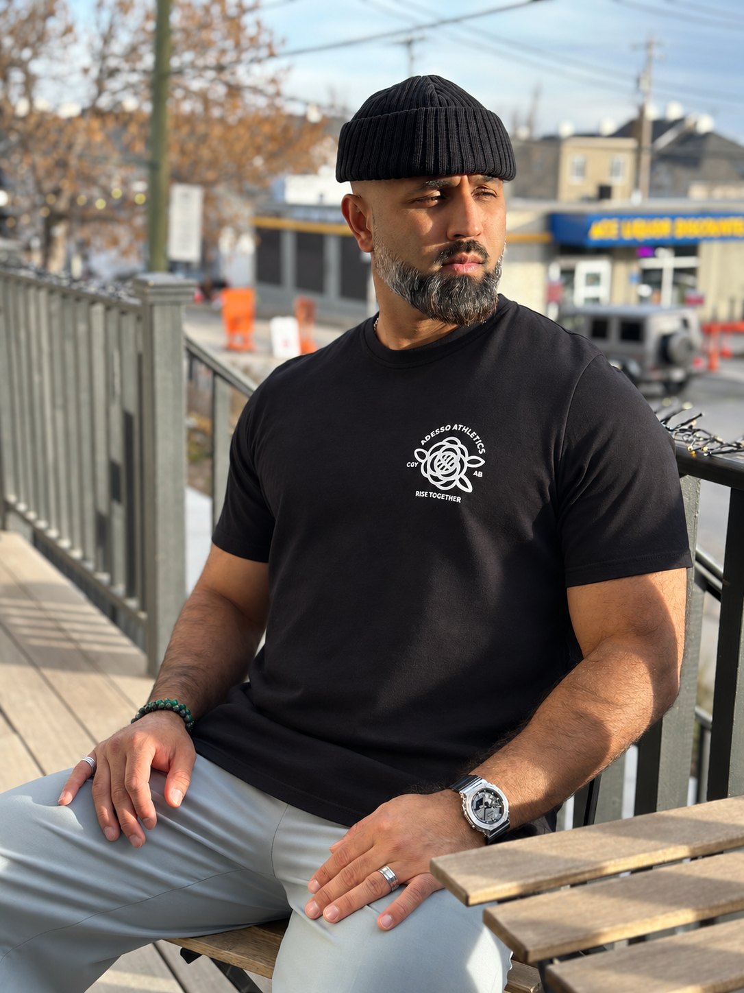 Rise Together Calgary Tee – Black – worn