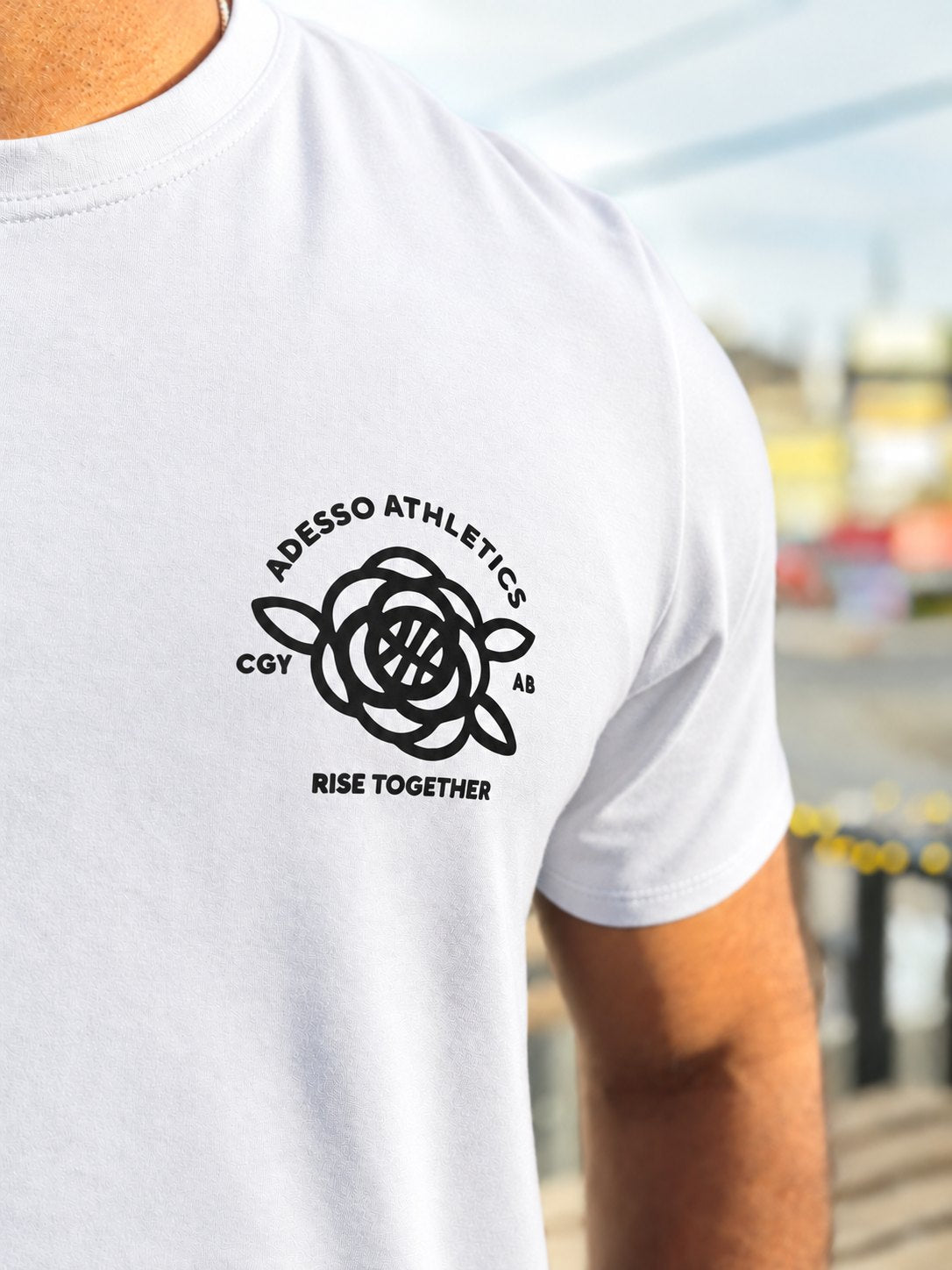 Rise Together Calgary Tee – White – worn