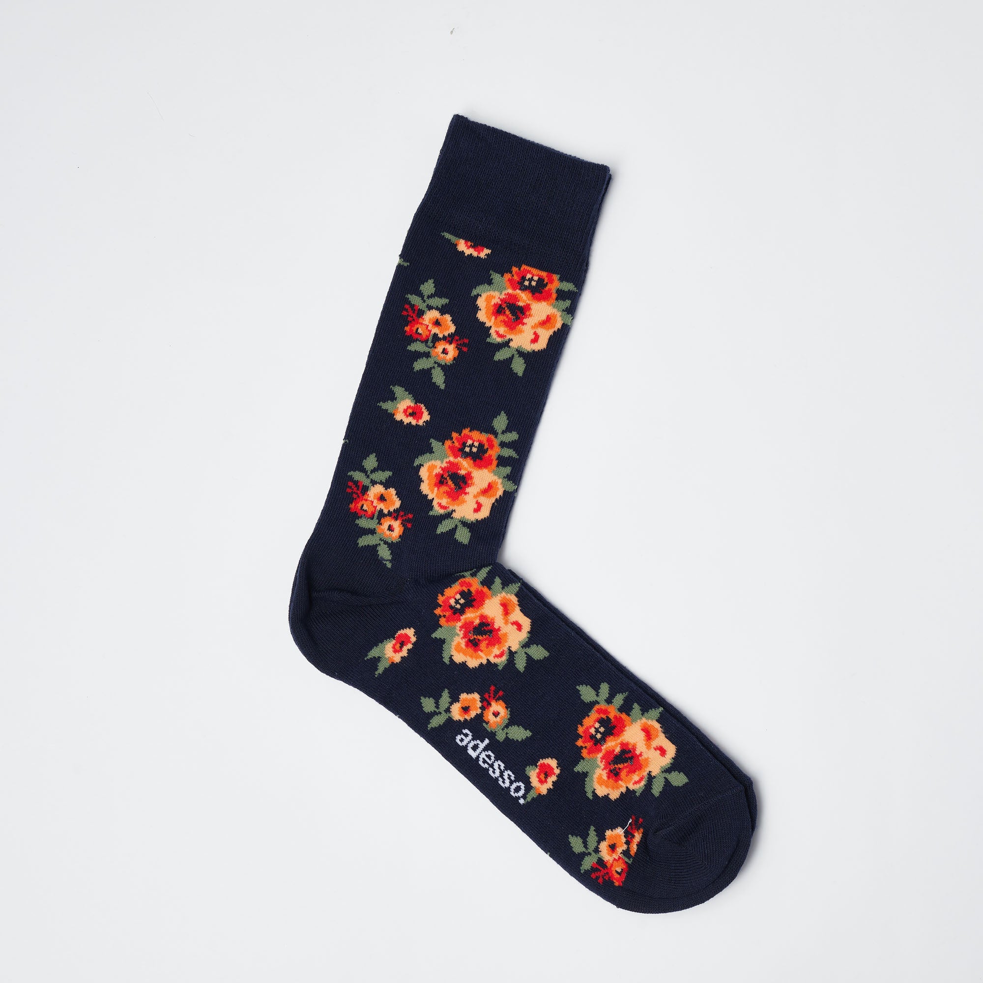 Navy Floral Patterned Socks