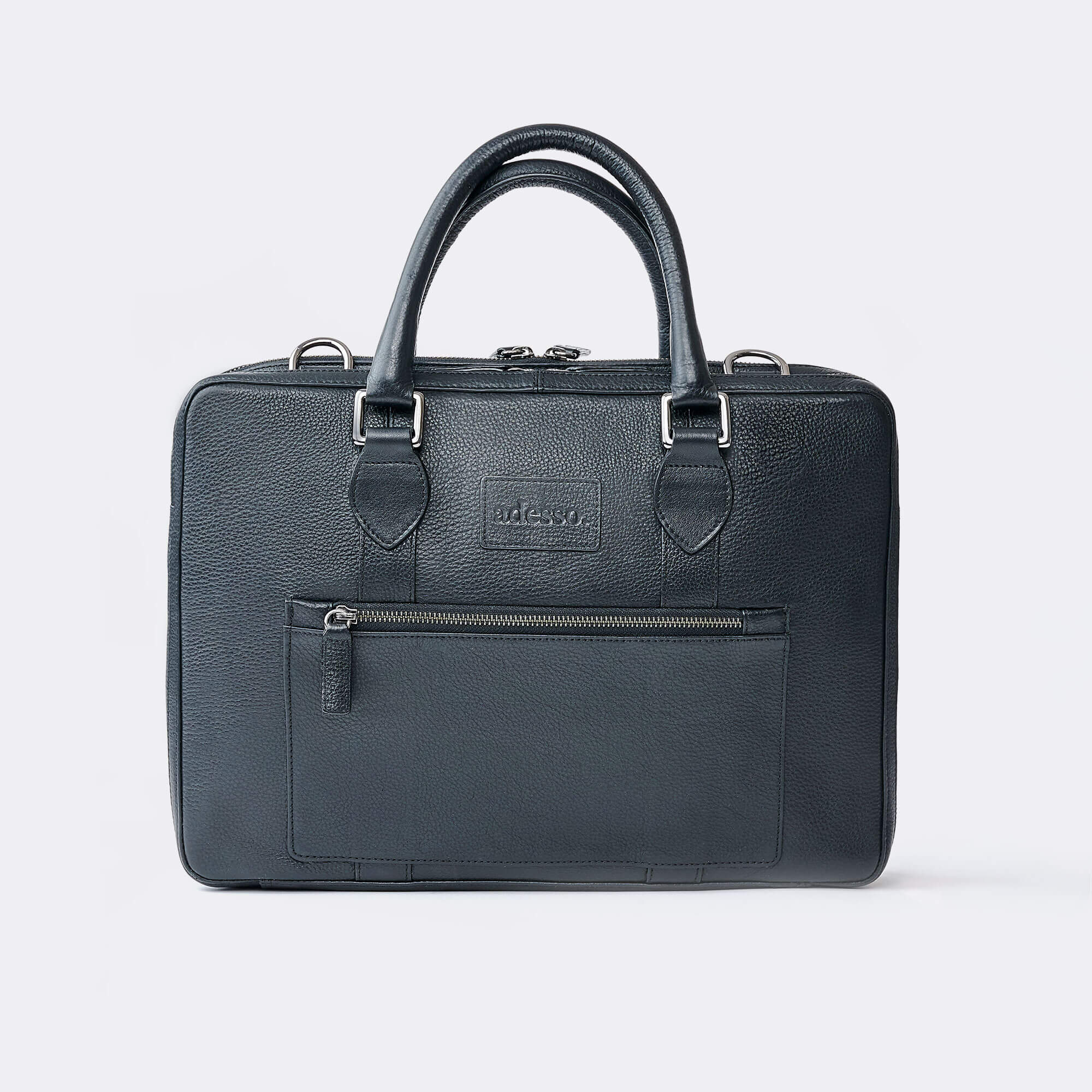 Black Leather Carry All Messenger Bag