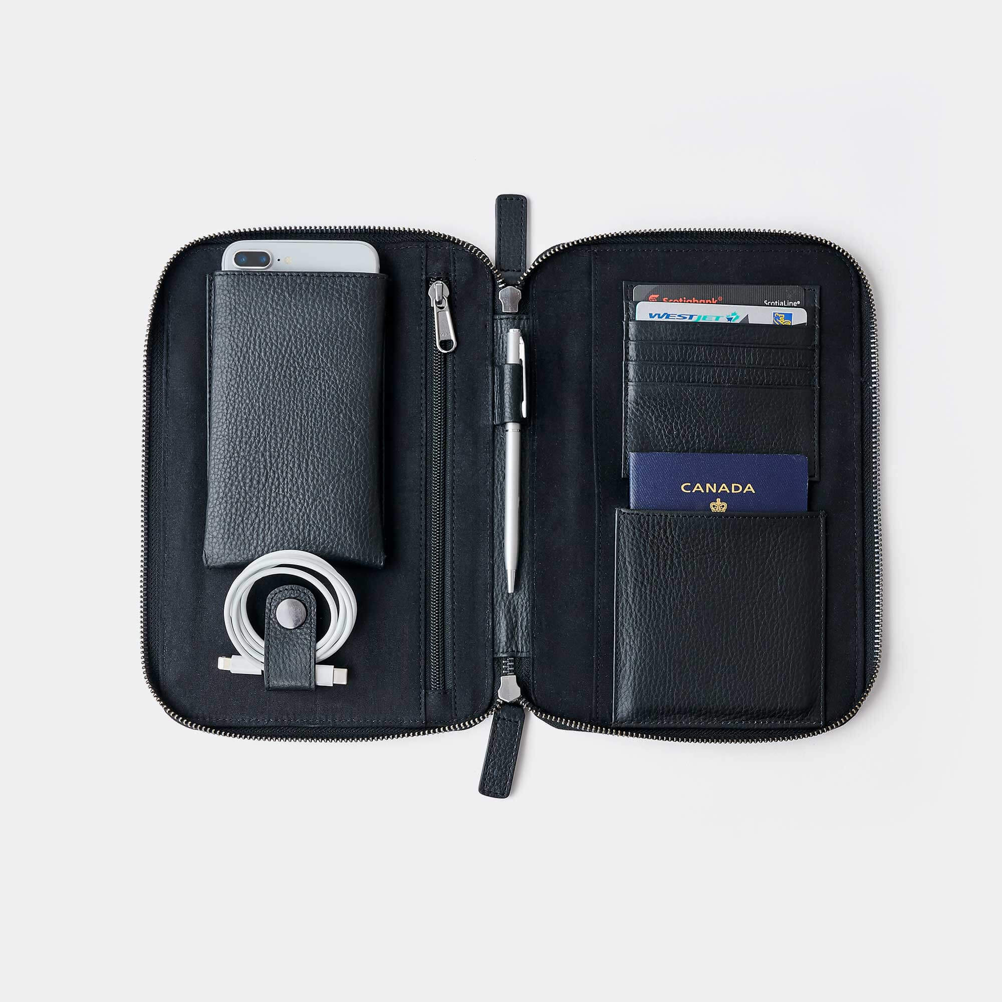 Black Leather Travel Holder