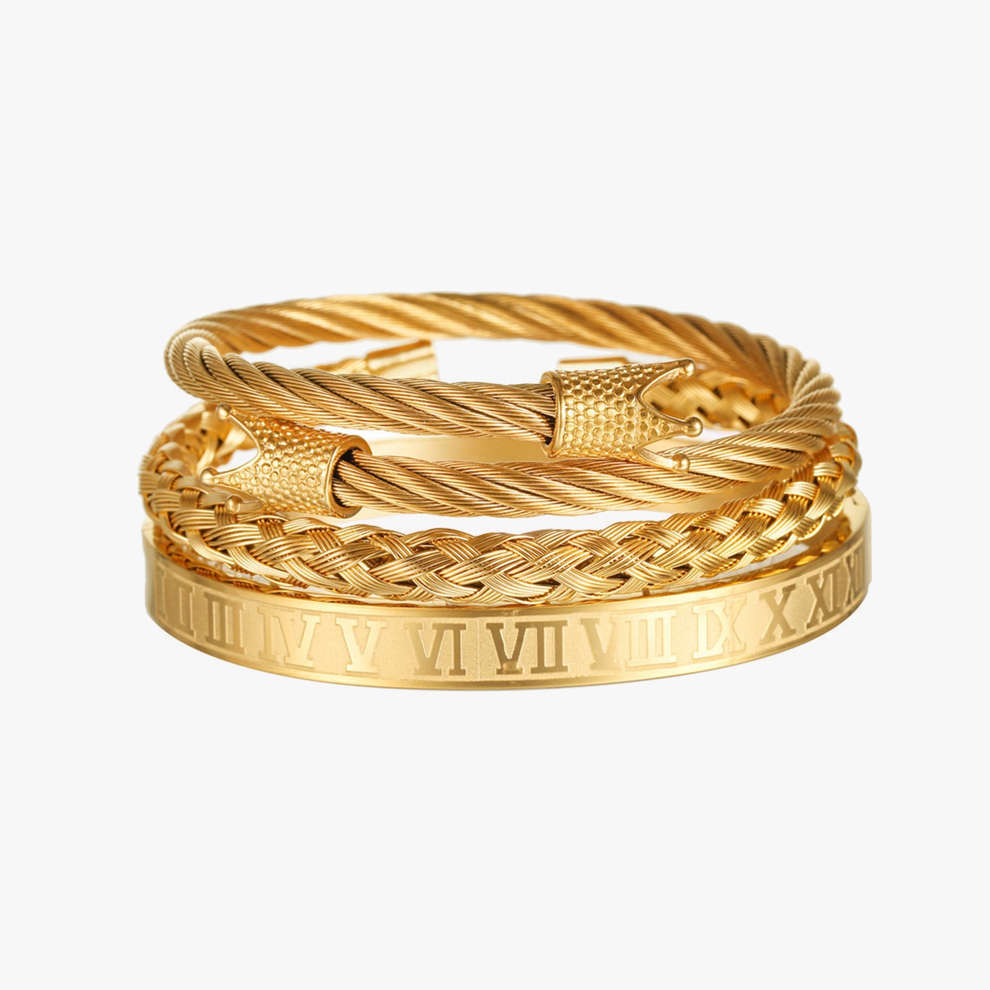 Gold Crown Bracelet Set