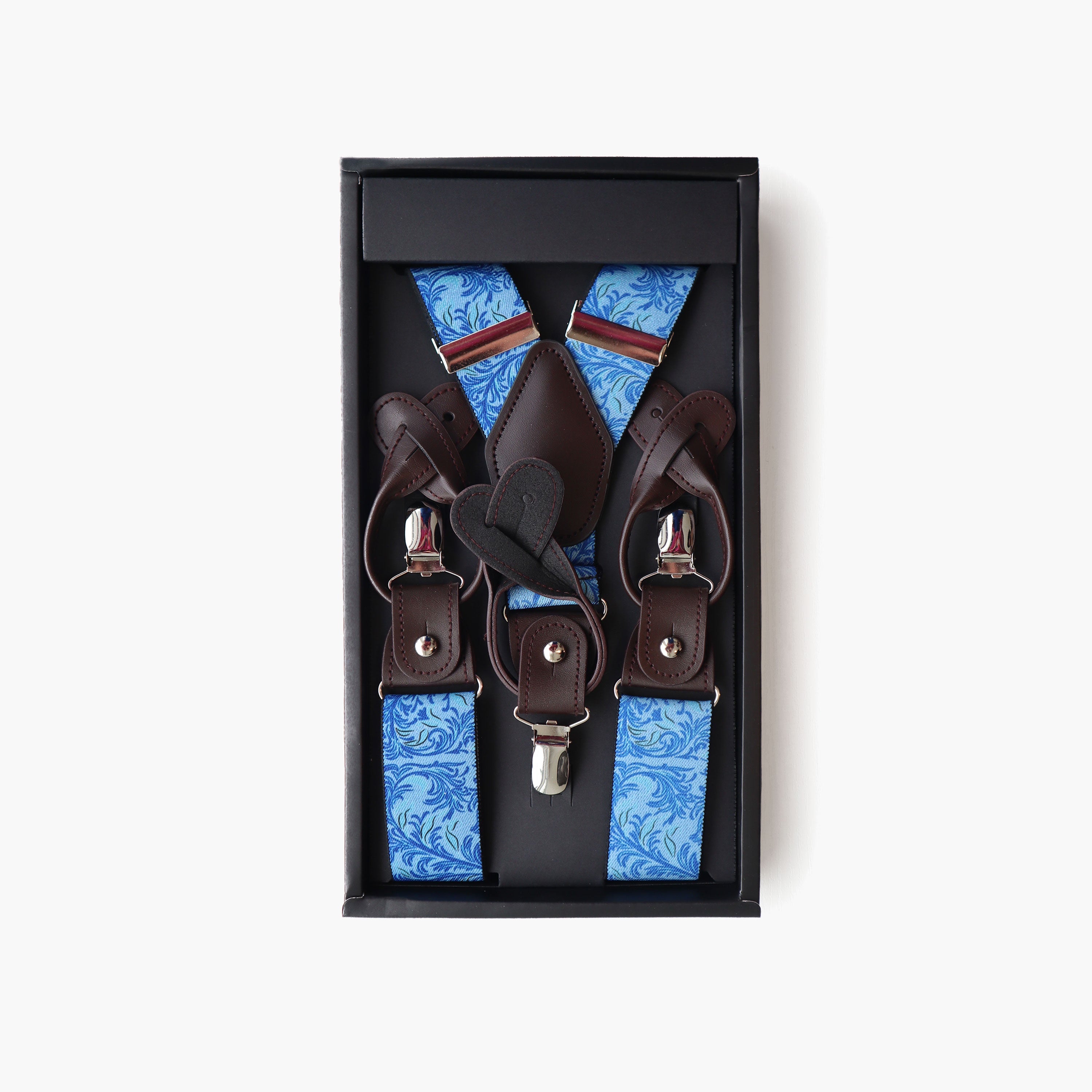 Light Blue Floral Suspenders