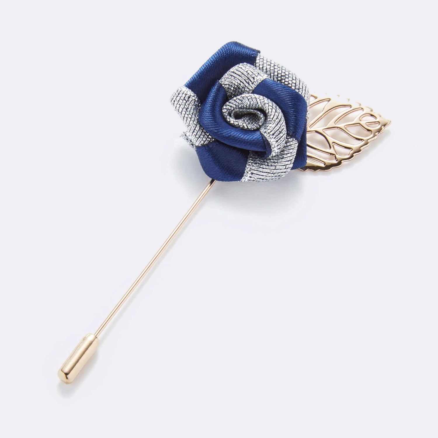 Blue Gold Flower Lapel Pin