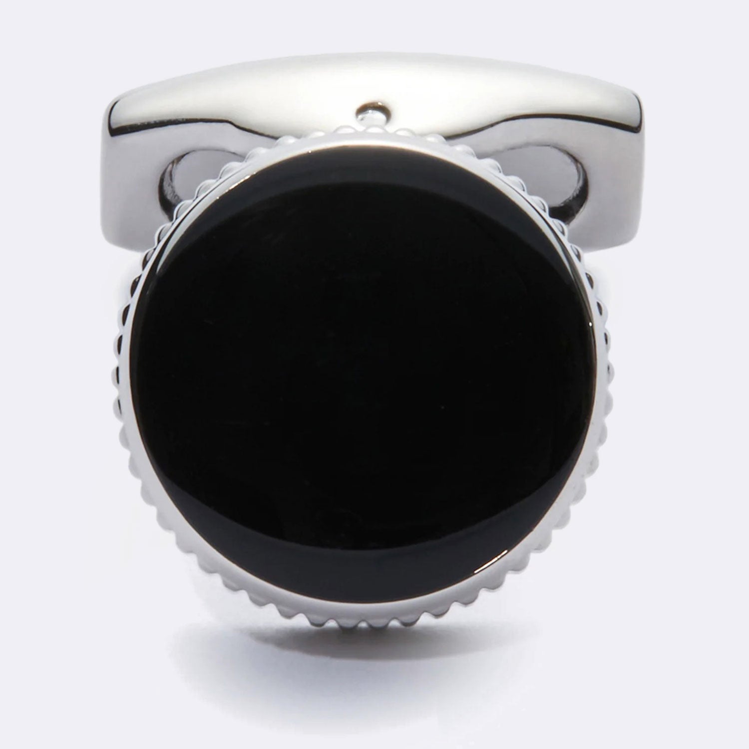 Silver Black Circular Cufflinks