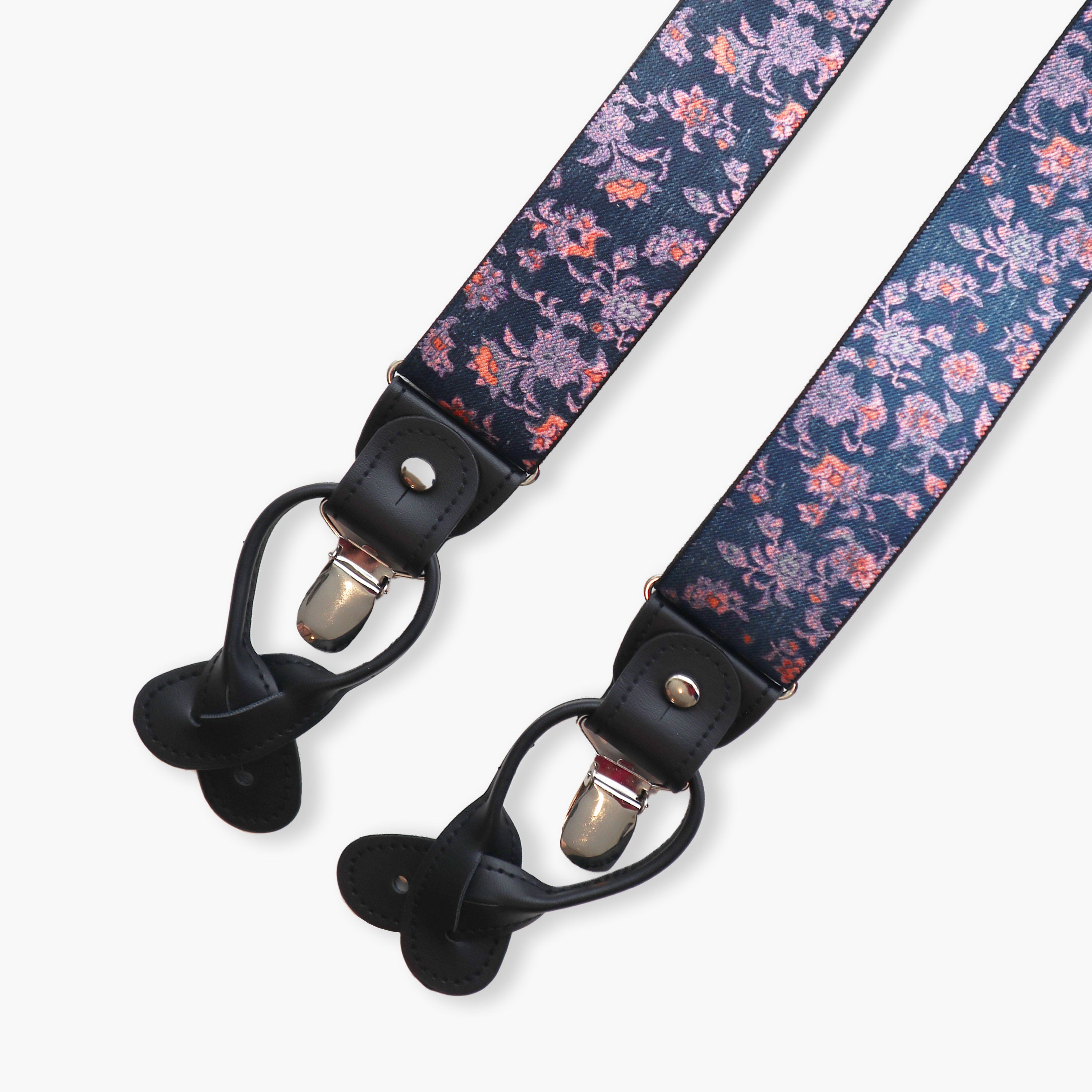 Dark Blue Floral Suspenders