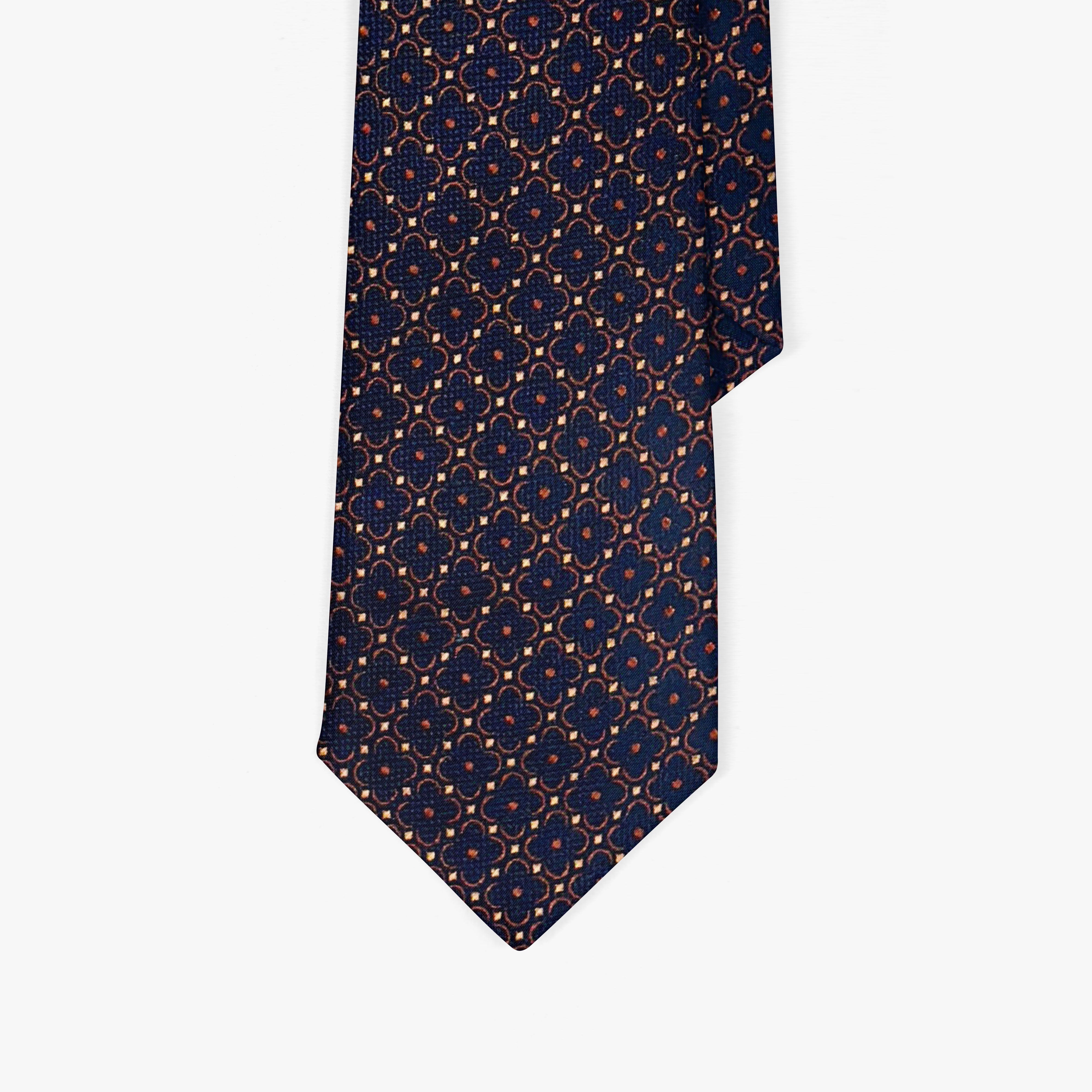 Navy & Brown Tile Necktie