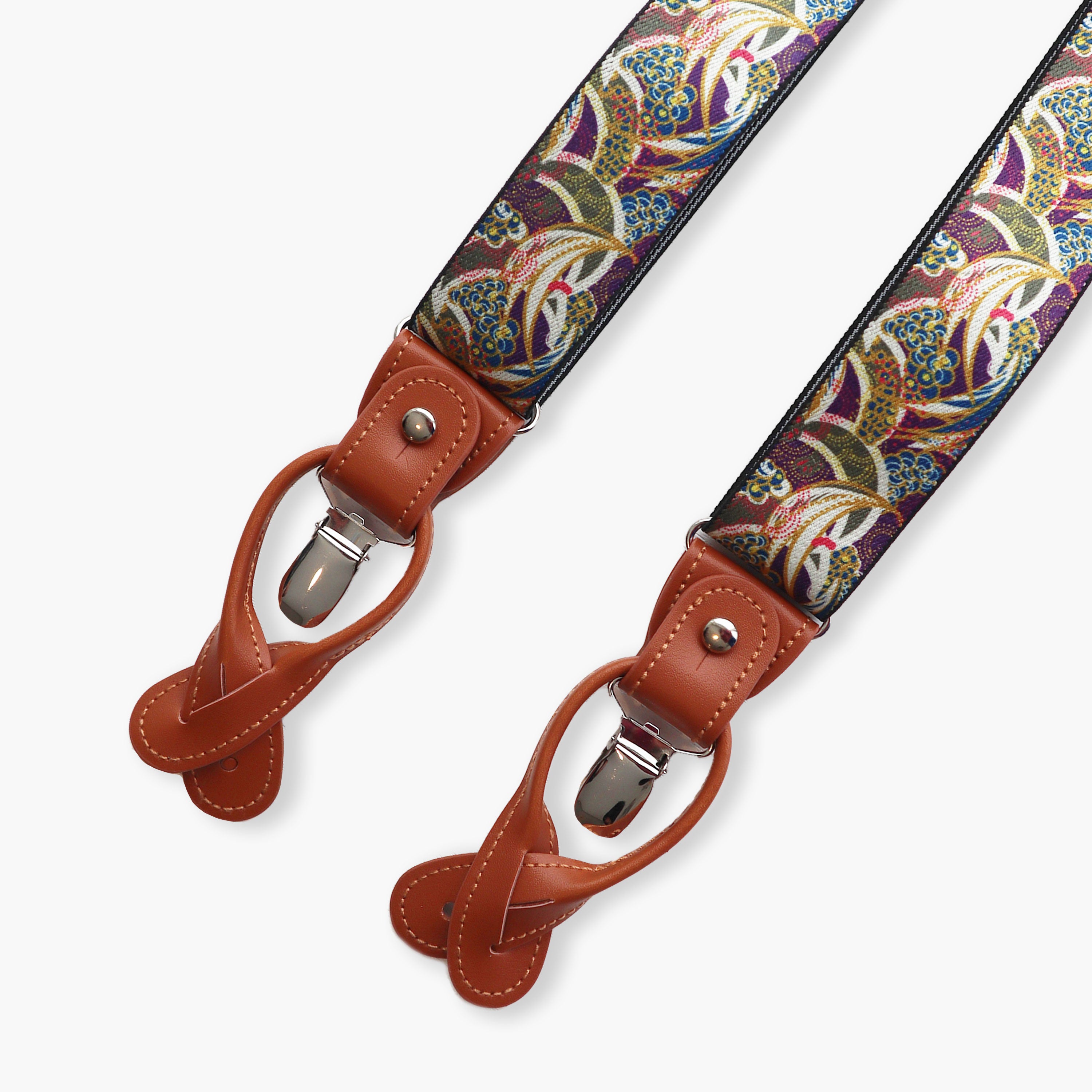 Plum Floral Suspenders