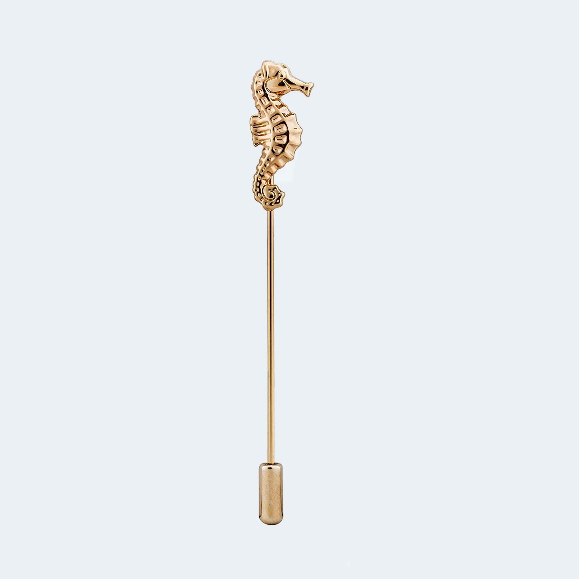 Gold Seahorse Lapel Pin